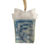 The Holiday Aisle® 3" Crystal Elegance Winter Scene Present-Shaped Christmas Ornament Plastic in Blue/Gray | 3.5 H x 2.5 W x 1 D in | Wayfair