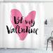 The Holiday Aisle® Valentines Day Be My Valentine Quote w/ Romantic Cartoon Like Heart Love Image Single Shower Curtain | 70 H x 69 W in | Wayfair