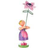 The Holiday Aisle® Dregeno Easter Purple Flower Girl Figurine Wood in Brown | 4.5 H x 1.25 W x 1.25 D in | Wayfair THLA6287 40243160