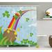The Holiday Aisle® St. Patrick'S Day Abstract Cartoon Happy Leprechaun Sliding Down Rainbow Gold & Shamrock Single Shower Curtain | Wayfair