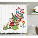 The Holiday Aisle® Christmas Santa on Motorbike Scooter Single Shower Curtain Polyester | 75 H x 69 W in | Wayfair THLA7099 40425289