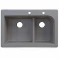 Transolid Radius 33" L x 22" W Double Basin Drop-in Kitchen Sink Granite in Black/Gray/White | 9.5 H x 33 W x 22 D in | Wayfair RTDJ3322-17-CE