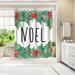 East Urban Home 71" x 74" Shower Curtain, Noel w/ Holly by Jetty Printables Polyester in Blue/Gray/Green | 74 H x 71 W in | Wayfair