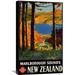 Global Gallery 'New Zealand' by L. E. Mitchell Vintage Advertisement on Wrapped Canvas in Blue/Brown/Green | 30 H x 18.9 W x 1.5 D in | Wayfair