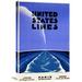 Global Gallery 'United States Lines' by Edmond Maurus Vintage Advertisement on Wrapped Canvas in Blue | 30 H x 19.9 W x 1.5 D in | Wayfair