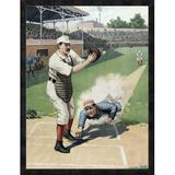 Global Gallery 'Baseball Play at the Plate' Framed Vintage Advertisement Plastic in Green | 34 H x 26 W x 1.5 D in | Wayfair GCF-376502-2432-299
