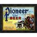 Global Gallery 'Old Pioneer Club Beer' Framed Vintage Advertisement Canvas in Brown/Yellow | 14 H x 18 W x 1.5 D in | Wayfair GCF-376156-16-299