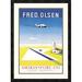 Global Gallery 'Fred. Olsen Airtransport Ltd. Oslo - Norway' Framed Vintage Advertisement Paper in Blue/Yellow | 30 H x 22 W x 1.5 D in | Wayfair