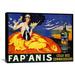 Global Gallery 'Fap' Anis, ca. 1920-1930' by Delval Vintage Advertisement on Wrapped Canvas in Blue/Red/Yellow | 18 H x 24 W x 1.5 D in | Wayfair