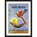 Global Gallery 'Fly to South America' by Jean Dubois Framed Vintage Advertisement Paper in Blue/Orange/Yellow | 30 H x 22 W x 1.5 D in | Wayfair