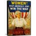 Global Gallery 'Women Help America's Sons Win the War' Vintage Advertisement on Wrapped Canvas in Blue/Red/Yellow | 30 H x 20 W x 1.5 D in | Wayfair