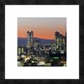 Global Gallery 'City Skyline, Shinjuku District, Tokyo, Japan' Framed Graphic Art Paper in Black/Orange | 20 H x 20 W x 1.5 D in | Wayfair