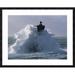 Global Gallery 'Phare du Four lors d'une tempete' by Jean Guichard Framed Photographic Print Metal in Gray | 32 H x 40 W x 1.5 D in | Wayfair