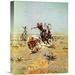 Global Gallery 'Cowboy Roping a Steer' by Charles M. Russell Painting Print on Wrapped Canvas Canvas | 16 H x 12.4 W x 1.5 D in | Wayfair