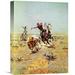 Global Gallery 'Cowboy Roping a Steer' by Charles M. Russell Painting Print on Wrapped Canvas Canvas | 22 H x 17.1 W x 1.5 D in | Wayfair