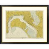 Global Gallery Nautical Chart - San Diego Bay ca. 1974 - Sepia Tinted Framed Graphic Art Metal in Green | 33 H x 40 W x 1.5 D in | Wayfair