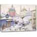 Global Gallery 'Townscape in Winter' by Konstantin Ivanovich Gorbatov Painting Print on Wrapped Canvas in White | 27.25 H x 36 W x 1.5 D in | Wayfair