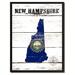 Wrought Studio™ 'New Hampshire State Vintage Flag' Picture Frame Graphic Art on Canvas in Black/Blue/Yellow | 39 H x 28 W x 1.2 D in | Wayfair