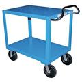 Vestil 2 Shelf Heavy Duty 48" Ergo Handle Utility Cart Metal in Blue | 53.88 H x 24 W x 48 D in | Wayfair DH-PH4-2448