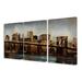 Stupell Industries 'Lights on Bridge' 3 Piece Wrapped Canvas Print on Canvas in Blue/Brown | 24 H x 48 W x 1.5 D in | Wayfair twp-119_cn_3pc_16x24