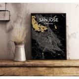 Williston Forge 'San Jose City Map' Graphic Art Print Poster in Black Paper in White | 36 H x 24 W x 0.05 D in | Wayfair WLFR5131 43628698