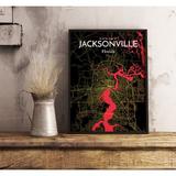 Williston Forge 'Jacksonville City Map' Graphic Art Print Poster in Paper in Black | 20 H x 16 W x 0.05 D in | Wayfair WLFR5152 43628905