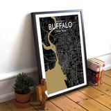 Williston Forge Buffalo City Map Graphic Art Print Poster in Paper in Black | 20 H x 16 W x 0.05 D in | Wayfair WLFR5125 43628635