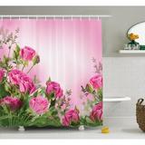 Winston Porter Fuller Spring Time Roses w/ Leaves & Buds w/ Pink Ombre Atmosphere Image Single Shower Curtain Polyester | 75 H x 69 W in | Wayfair