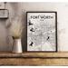 Williston Forge 'Fort Worth City Map' Graphic Art Print Poster in Ink Paper | 20 H x 16 W x 0.05 D in | Wayfair WLFR5167 43629055