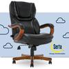 Serta at Home Serta Conway Big & Tall Executive Ergonomic Office Chair w/ Lumber Support & Wood Accents Upholstered in Brown | Wayfair CHR100007
