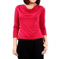 Pure Silk Knit Women's Cowl NeckLong Sleeves Top[US6,Red]