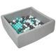 Soft Jersey Baby Kids Children Ball Pit with 150 Balls, Gift, 90x90 cm (Balls Colours: White, Grey, Turquoise)