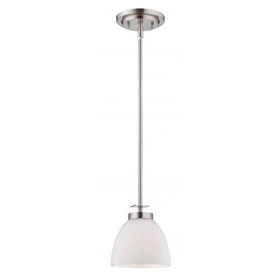 Nuvo Lighting 35015 - 1 Light Brushed Nickel Frosted Glass Shade Mini Pendant Light Fixture (Bentley - 1 Light Mini Pendant w/ Frosted Glass)