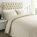 ED Luxury 250 Thread Count 100% Cotton Sateen Stripe Duvet cover set with Housewife pillowcases 250 Thread Count (Double/Ivory)