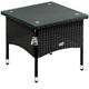 CASARIA® Square Poly Rattan Garden Coffee Side Table | Weatherproof With Glass Top | 50x50x45cm | Height Adjustable Feet | Indoor Outdoor Patio Terrace Balcony Conservatory Bistro Black