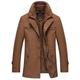 YOUTHUP Mens Coats Regular Fit Wool Winter Jackets Mid-Length Warm Trench Coat, Brown, XL