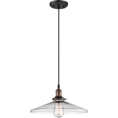 Nuvo Lighting 65508 - 1 Light Rustic Bronze Clear Glass Shade Pendant Light Fixture (Vintage - 1 Light Pendant w/ Clear Glass - Vintage Lamp Included)