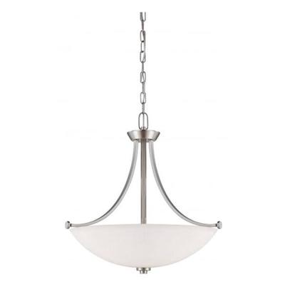 Nuvo Lighting 35016 - 3 Light Brushed Nickel Frosted Glass Shade Pendant Light Fixture (Bentley - 3 Light Pendant w/ Frosted Glass)