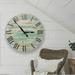 Gracie Oaks Oversized Vanscoy Farmhouse Wall Clock Wood/Solid Wood in Brown/Green/White | 24 H x 24 W x 2 D in | Wayfair