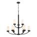 Nuvo Lighting 46329 - 9 Light Mahogany Bronze Frosted Glass Shades Chandelier Light Fixture (DENVER 9 LIGHT CHANDELIER)