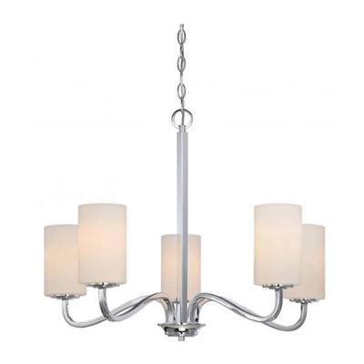 Nuvo Lighting 65805 - 5 Light Polished Nickel White Glass Shades Chandelier Light Fixture (WILLOW 5 LT HANGING FIXTURE)