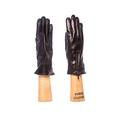 PARISI GLOVES - WOMAN LEATHER GLOVES WITH ZIP - WOOL LINING - C1 (8, BLACK)