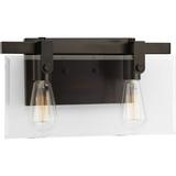 Glayse Collection Two-Light Antique Bronze Clear Glass Luxe Bath Vanity Light