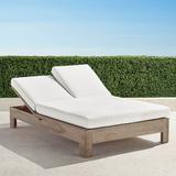 St. Kitts Double Chaise in Weathered Teak with Cushions - Sailcloth Salt, Standard - Frontgate