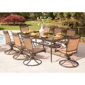 Fleur De Lis Living Bucher 9 Piece Outdoor Dining Set Glass/Metal | 29.05 H x 83.47 W x 41.81 D in | Wayfair 40FE4EA35E5B430789D28B7D29DFB1C9