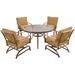 Fleur De Lis Living Rhonda 5 Piece Outdoor Dining Set w/ Cushions Glass/Metal | 29.5 H x 48 W x 48 D in | Wayfair 0286EA219C8946D3B70518C9DC58D203