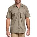 Dickies Men's Short Sleeve Work Shirt Big and Tall Button, Desert Sand, XL