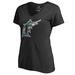 Women's Fanatics Branded Black Florida Marlins Cooperstown Collection Vintage Forbes V-Neck T-Shirt