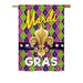 Breeze Decor Mardi Gras Fleur De Lys 2-Sided Polyester Garden/House Flag Metal in Yellow/Indigo | 40 H x 28 W in | Wayfair