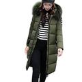 HOMEBABY Women Warm Down Lammy Jacket Ladies Thick Parka Overcoat Winter Windbreaker Outwear Casual Long Hoodies Coat Hooded Pocket Long Cotton Coat Elegant Cardigans (UK:8-10, Army Green)